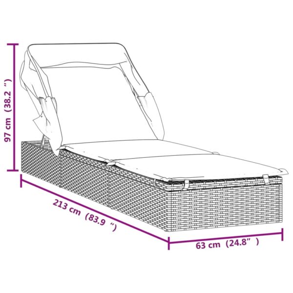 Ležaj za sunčanje sklopivi krov crni 213 x 63 x 97 cm poliratan Ležaljke za sunčanje Naručite namještaj na deko.hr 11