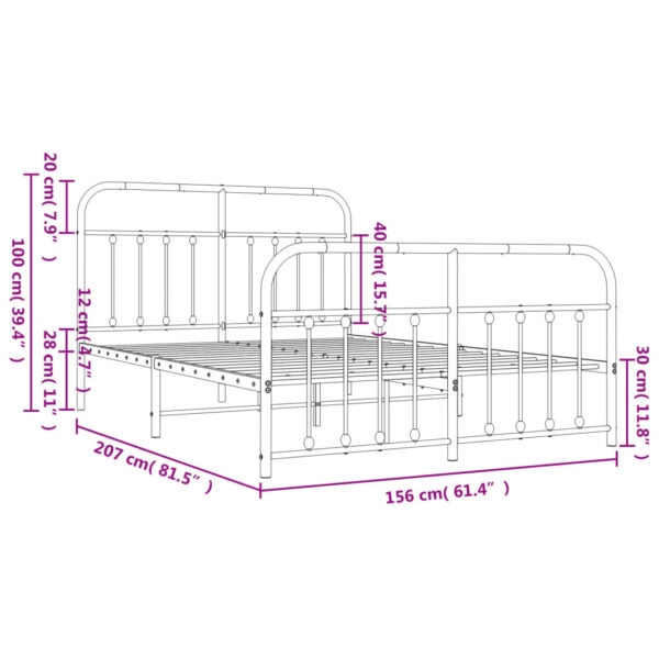 Metalni okvir kreveta uzglavlje i podnožje crni 150×200 cm Kreveti i dodaci za krevete Naručite namještaj na deko.hr 10