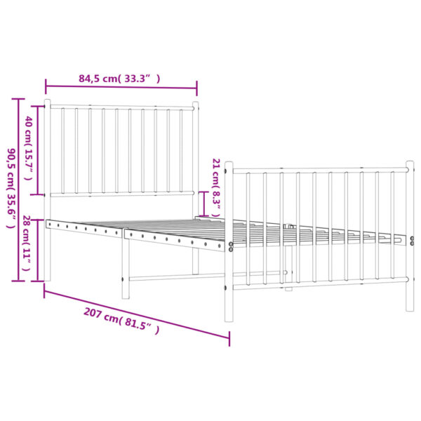 Metalni okvir kreveta uzglavlje i podnožje bijeli 80×200 cm Kreveti i dodaci za krevete Naručite namještaj na deko.hr 9