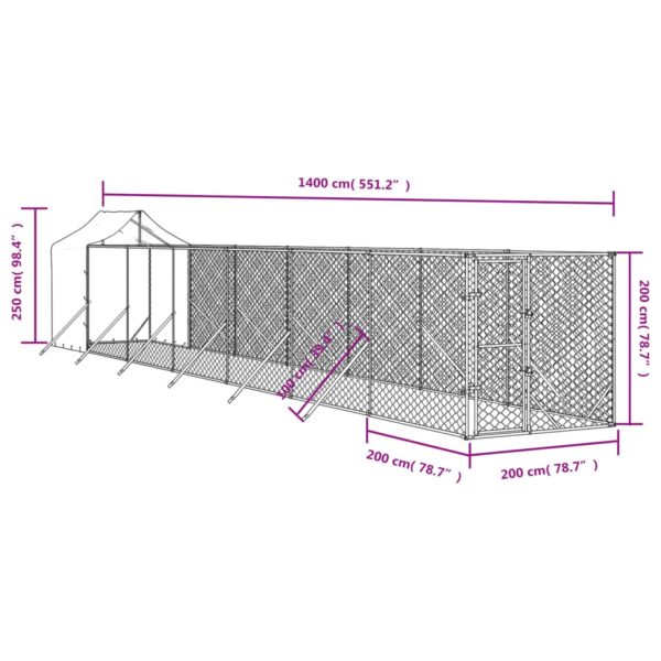 Vanjski kavez za pse s krovom srebrni 2x14x2,5m pocinčani čelik Kućice i ograde za pse Naručite namještaj na deko.hr 23